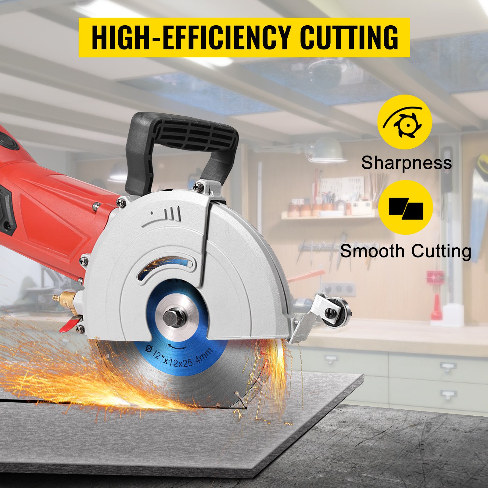 VEVOR Diamond Blade 12" Concrete Saw Blade Wet or Dry Segmented Cutting Wheel Masonry Wet Saw Blade General Purpose Power Saw 0.47in Tall Segment Blade Diamond Blades for Concrete Brick Block Masonry