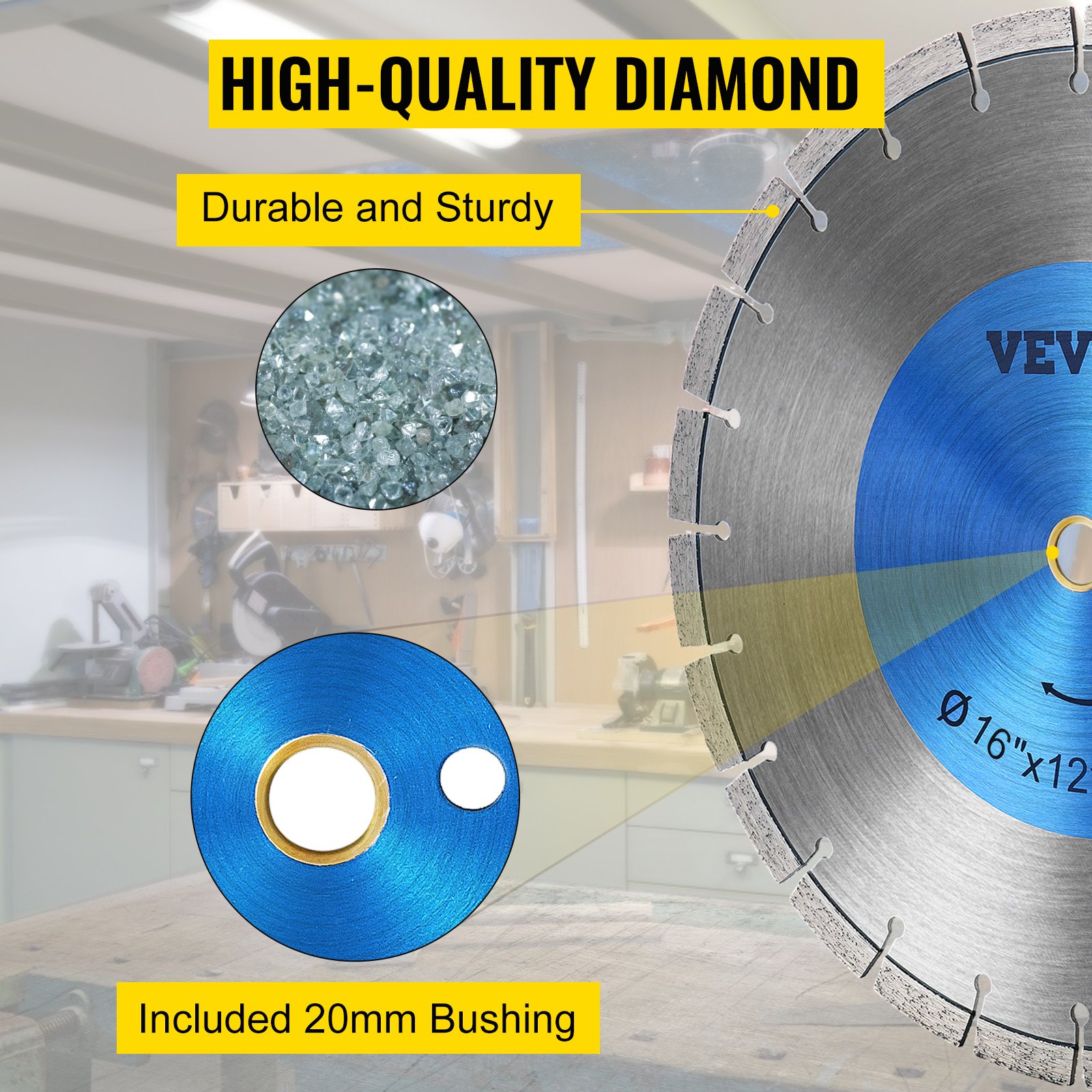 VEVOR 16" 400mm Laser Welded Diamond Saw Blade Demo Concrete Masonry Brick