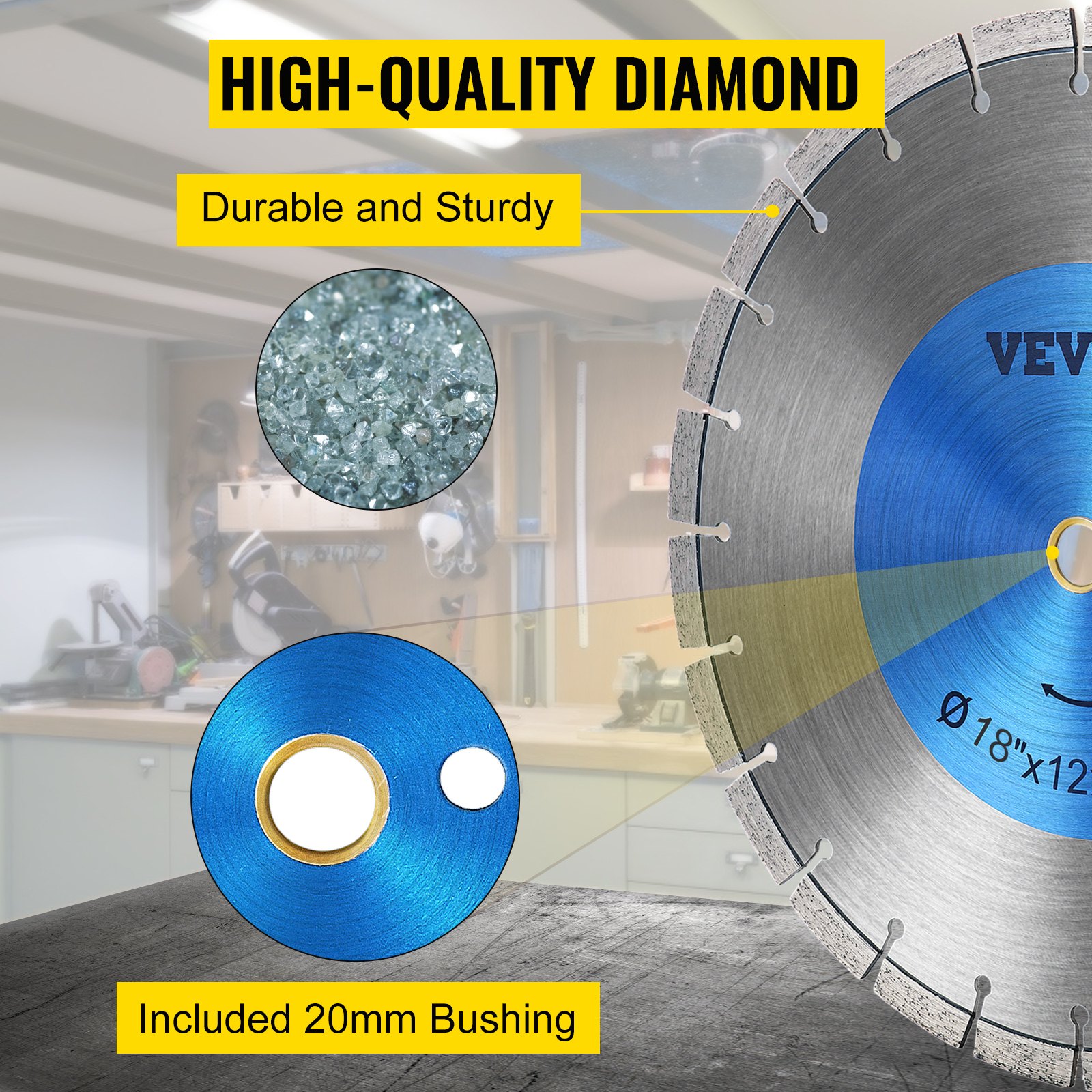 VEVOR 18in 457mm Diamond Blade Concrete Saw Blade 25.4mm for Concrete Tile