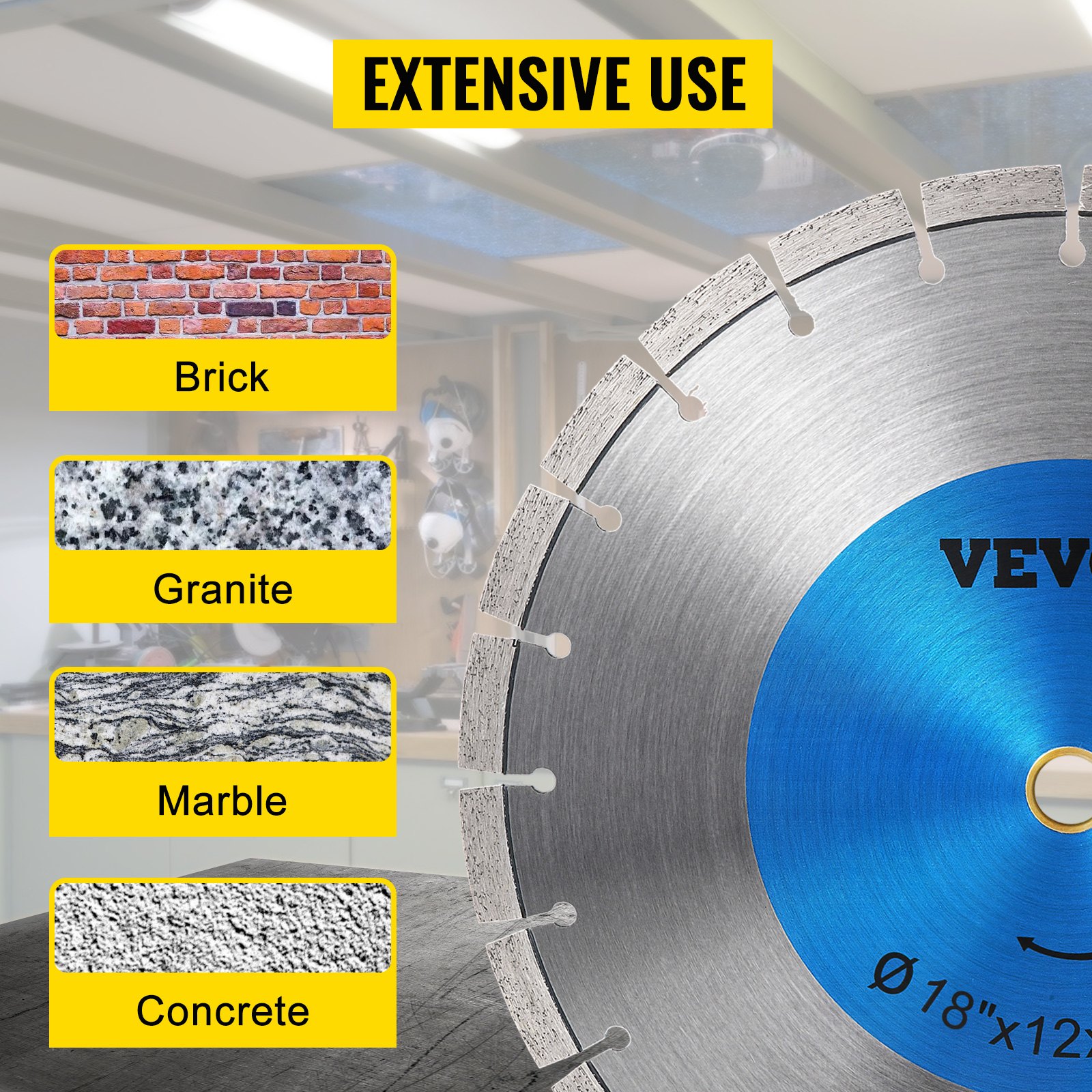VEVOR 18in 457mm Diamond Blade Concrete Saw Blade 25.4mm for Concrete Tile