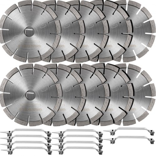 VEVOR Soff-cut Diamond Blade 6" Concrete Saw Blade 10-Pack Masonry Wet Saw Blade with 10 Skid Plate Concrete Blade Laser Welding Diamond Blades for Cutting with Soft Bond Tile Marble Concrete Asphalt