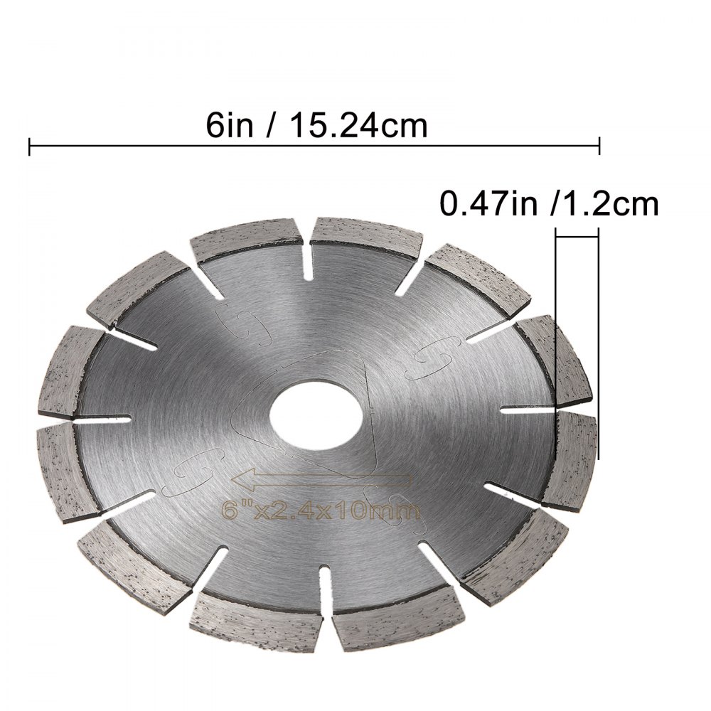 VEVOR Soff-Cut Diamond Blade 6" Concrete Saw Blade 4-Pack Masonry Wet Saw Blade Laser Welding Concrete Blade Dry Wet Cutting Diamond Blades for Cutting w/Soft Bond Tile Marble Stone Concrete Asphalt
