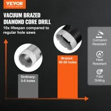 VEVOR Diamond Core Drill Bit Set, 6 PCS 20/25/35/50/75/100mm Diamond Hole Saw Kit, with Finger Milling Bit Cone Bit Saw Blade and Storage Case, for Dry and Wet, Diamond Drill Bits for Ceramic Tile