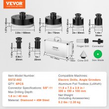 VEVOR Diamond Core Drill Bit Set, 6 PCS 20/25/35/50/75/100mm Diamond Hole Saw Kit, with Finger Milling Bit Cone Bit Saw Blade and Storage Case for Dry and Wet, Diamond Drill Bits for Tile Ceramic