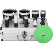 VEVOR Diamond Core Drill Bit Set, 6 PCS 20/25/35/50/75/100mm Diamond Hole Saw Kit, with Finger Milling Bit Cone Bit Saw Blade and Storage Case, for Dry and Wet, Diamond Drill Bits for Ceramic Tile