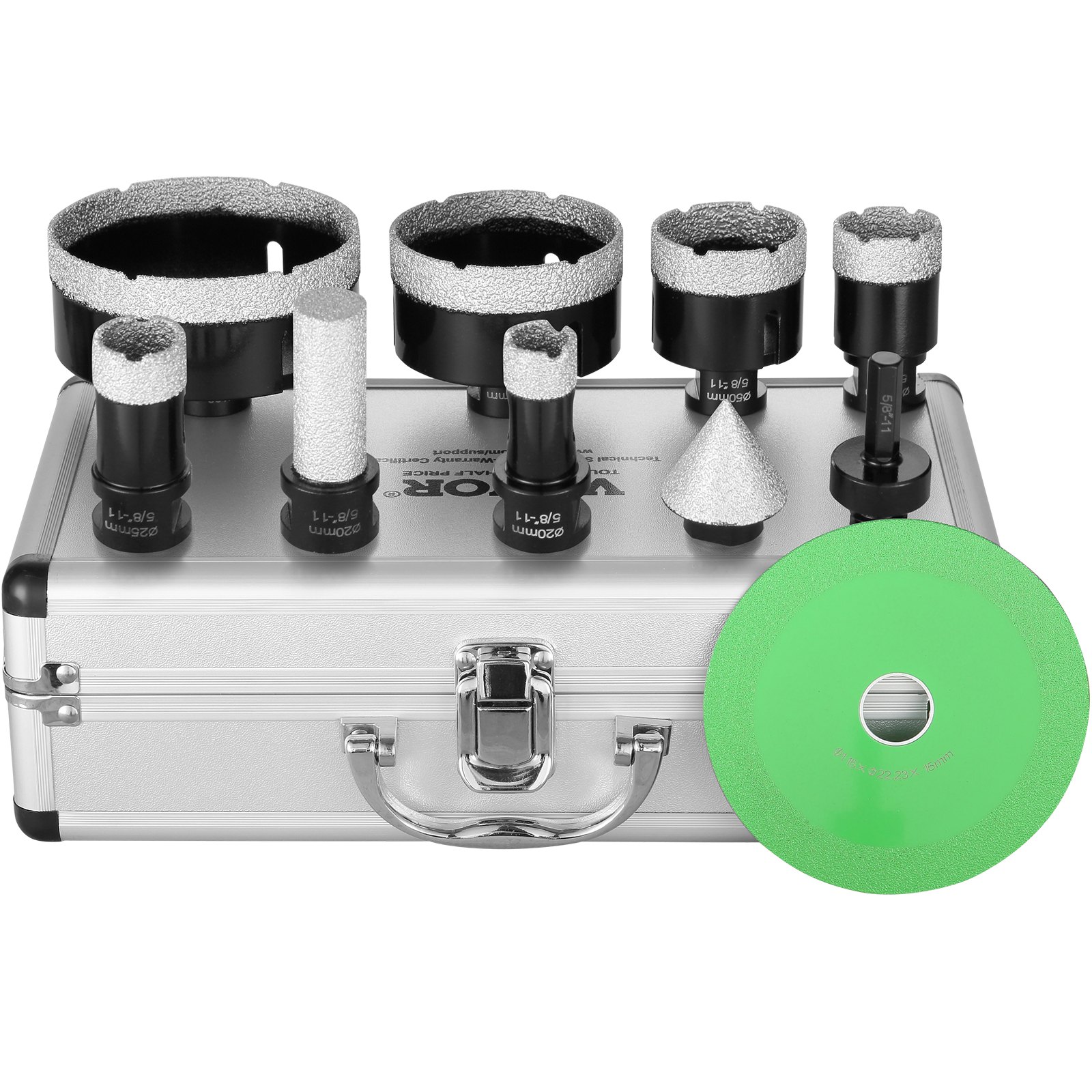 VEVOR Diamond Core Drill Bit Set, 6 PCS 20/25/35/50/75/100mm Diamond Hole Saw Kit, with Finger Milling Bit Cone Bit Saw Blade and Storage Case for Dry and Wet, Diamond Drill Bits for Tile Ceramic