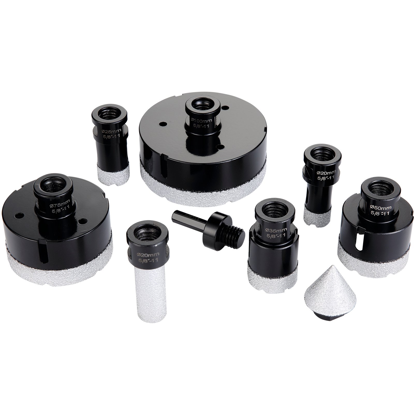 VEVOR Diamond Core Drill Bit Set, 6 PCS 20/25/35/50/75/100mm Diamond Hole Saw Kit, with Finger Milling Bit Cone Bit Saw Blade and Storage Case for Dry and Wet, Diamond Drill Bits for Tile Ceramic