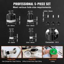 VEVOR Diamond Core Drill Bit Set, 7 PCS 6/6/6/20/25/35/50mm Diamond Hole Saw Kit, with Finger Milling Bit Cone Bit Saw Blade and  Storage Case for Dry and Wet, Diamond Drill Bits for Tile Ceramic