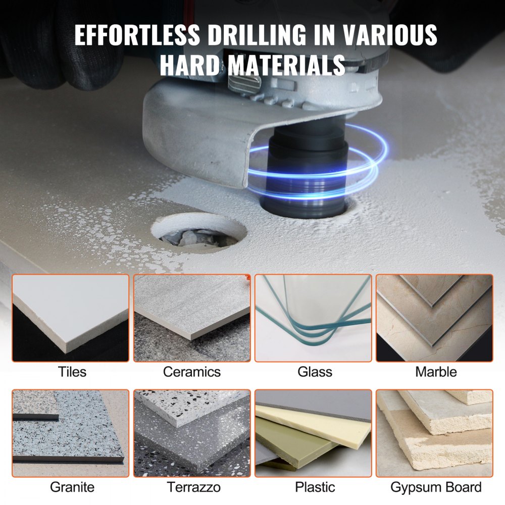 VEVOR Diamond Core Drill Bit Set, 7 PCS 6/6/6/20/25/35/50mm Diamond Hole Saw Kit, with Finger Milling Bit Cone Bit Saw Blade and  Storage Case for Dry and Wet, Diamond Drill Bits for Tile Ceramic