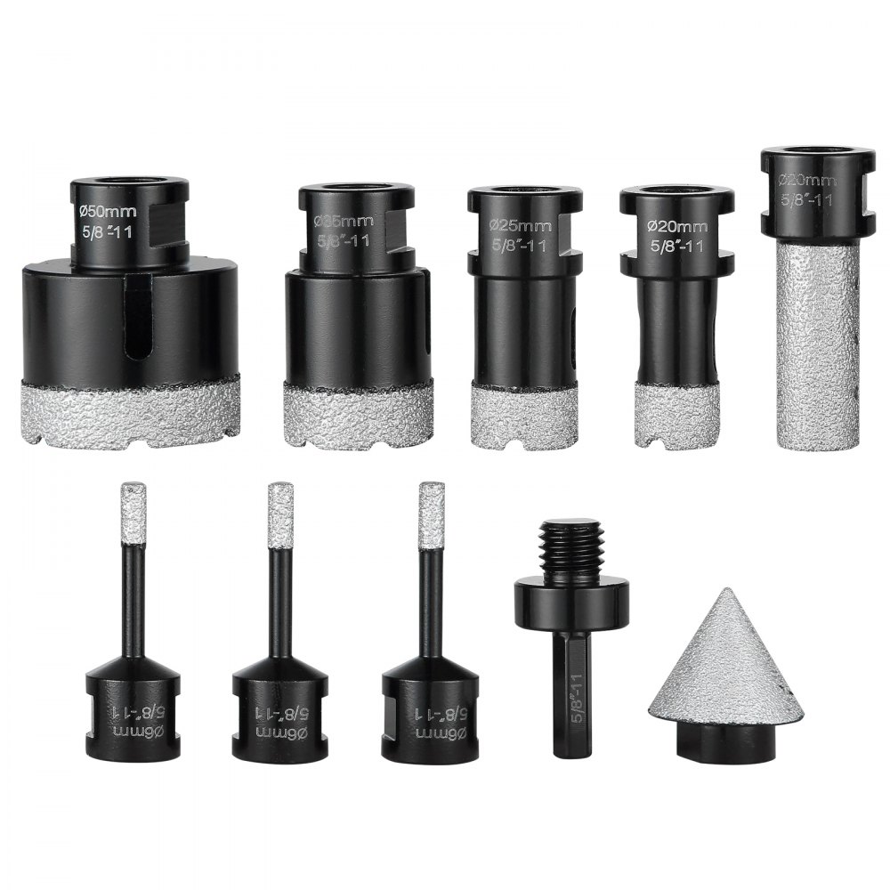 VEVOR Diamond Core Drill Bit Set, 7 PCS 6/6/6/20/25/35/50mm Diamond Hole Saw Kit, with Finger Milling Bit Cone Bit Saw Blade and  Storage Case for Dry and Wet, Diamond Drill Bits for Tile Ceramic