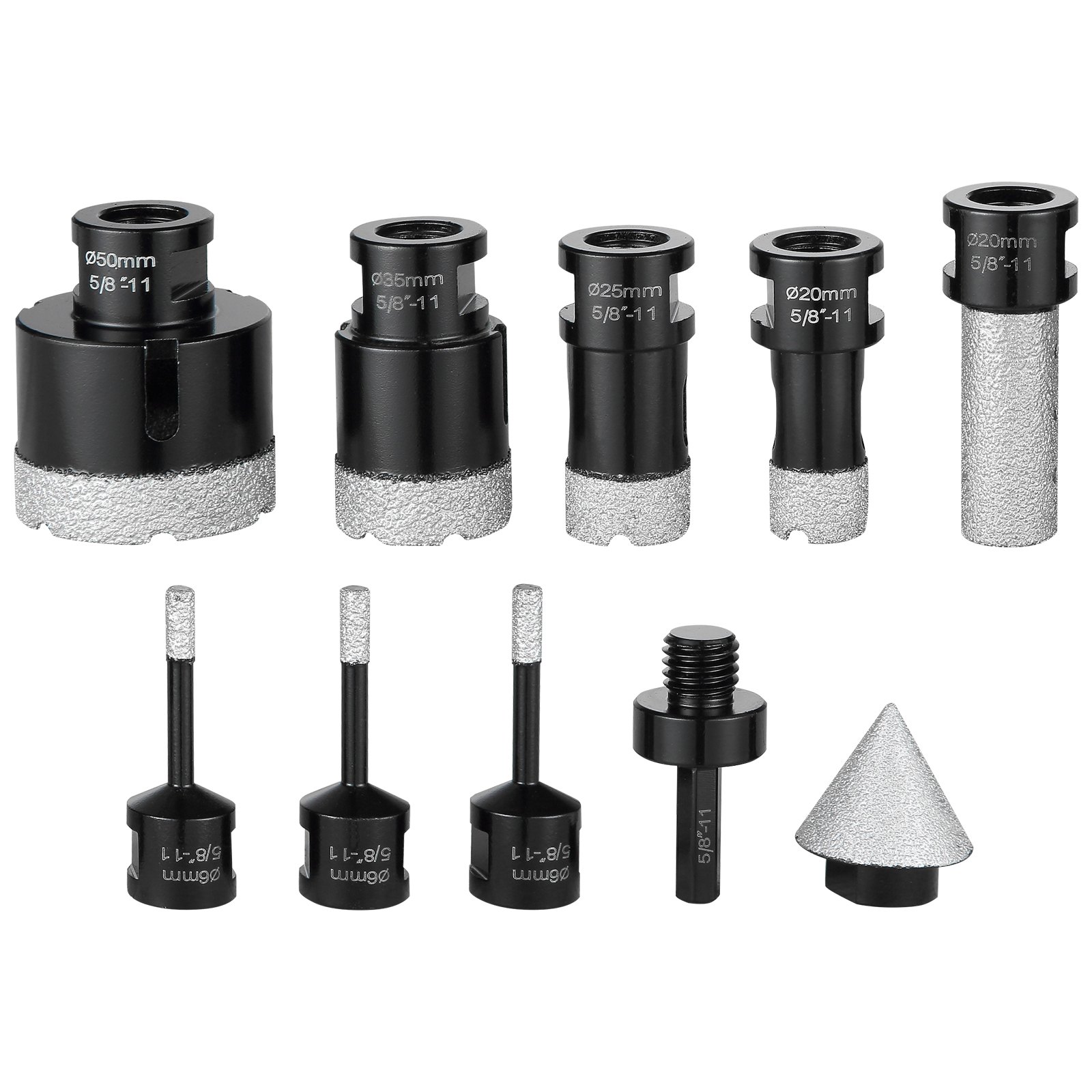 VEVOR Diamond Core Drill Bit Set, 7 PCS 6/6/6/20/25/35/50mm Diamond Hole Saw Kit, with Finger Milling Bit Cone Bit Saw Blade and  Storage Case for Dry and Wet, Diamond Drill Bits for Tile Ceramic