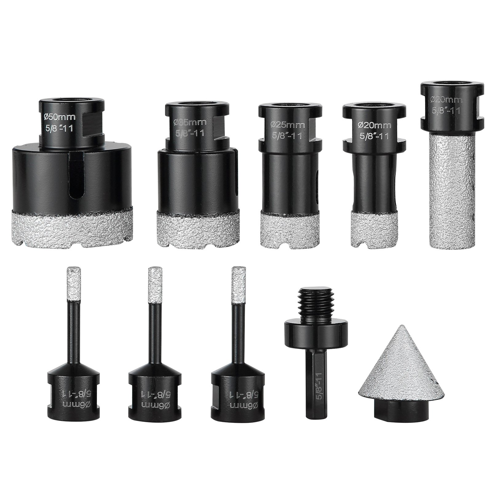 VEVOR Diamond Core Drill Bit Set, 7 PCS 6/6/6/20/25/35/50mm Diamond Hole Saw Kit, with Finger Milling Bit Cone Bit Saw Blade and  Storage Case for Dry and Wet, Diamond Drill Bits for Tile Ceramic