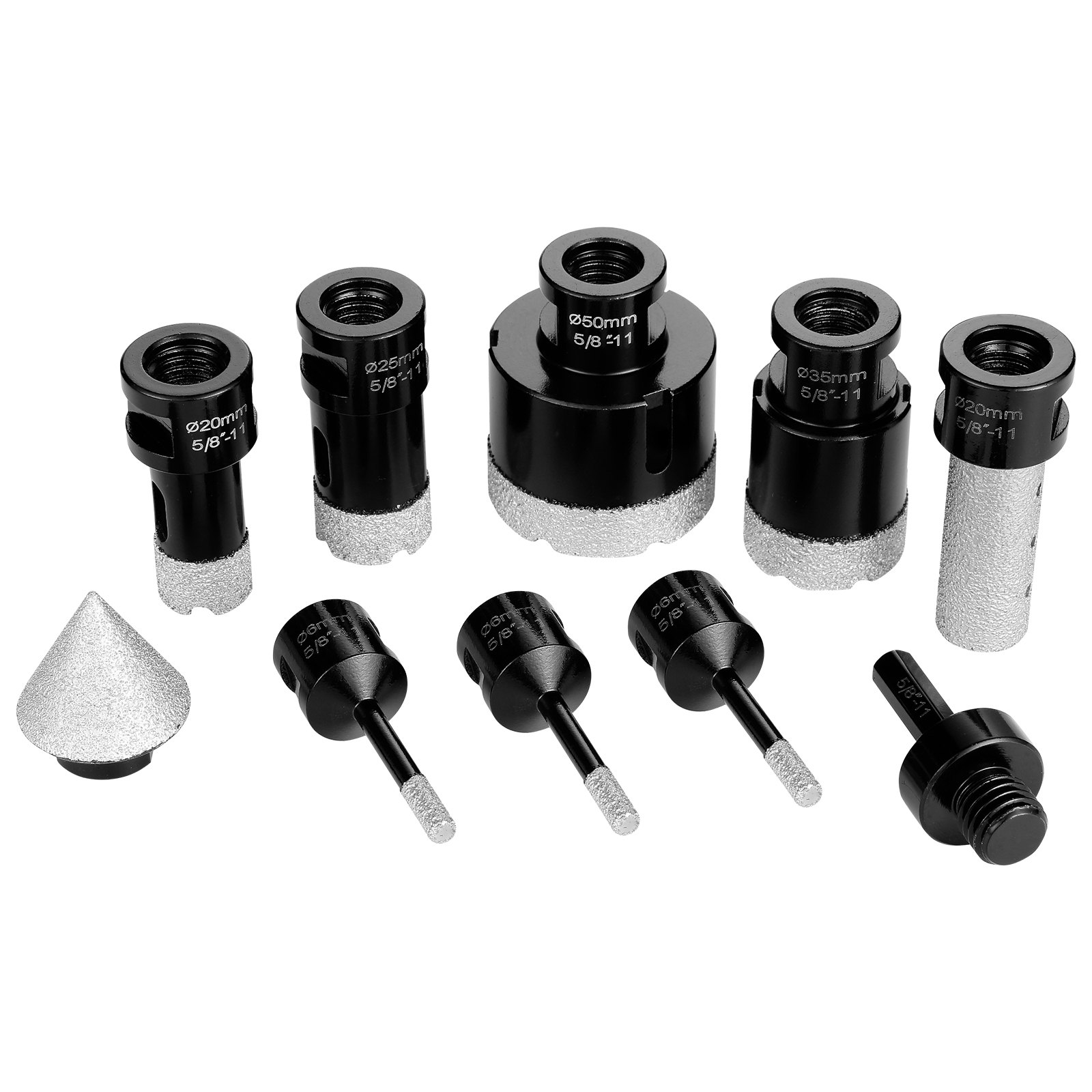 VEVOR Diamond Core Drill Bit Set, 7 PCS 6/6/6/20/25/35/50mm Diamond Hole Saw Kit, with Finger Milling Bit Cone Bit Saw Blade and  Storage Case for Dry and Wet, Diamond Drill Bits for Tile Ceramic