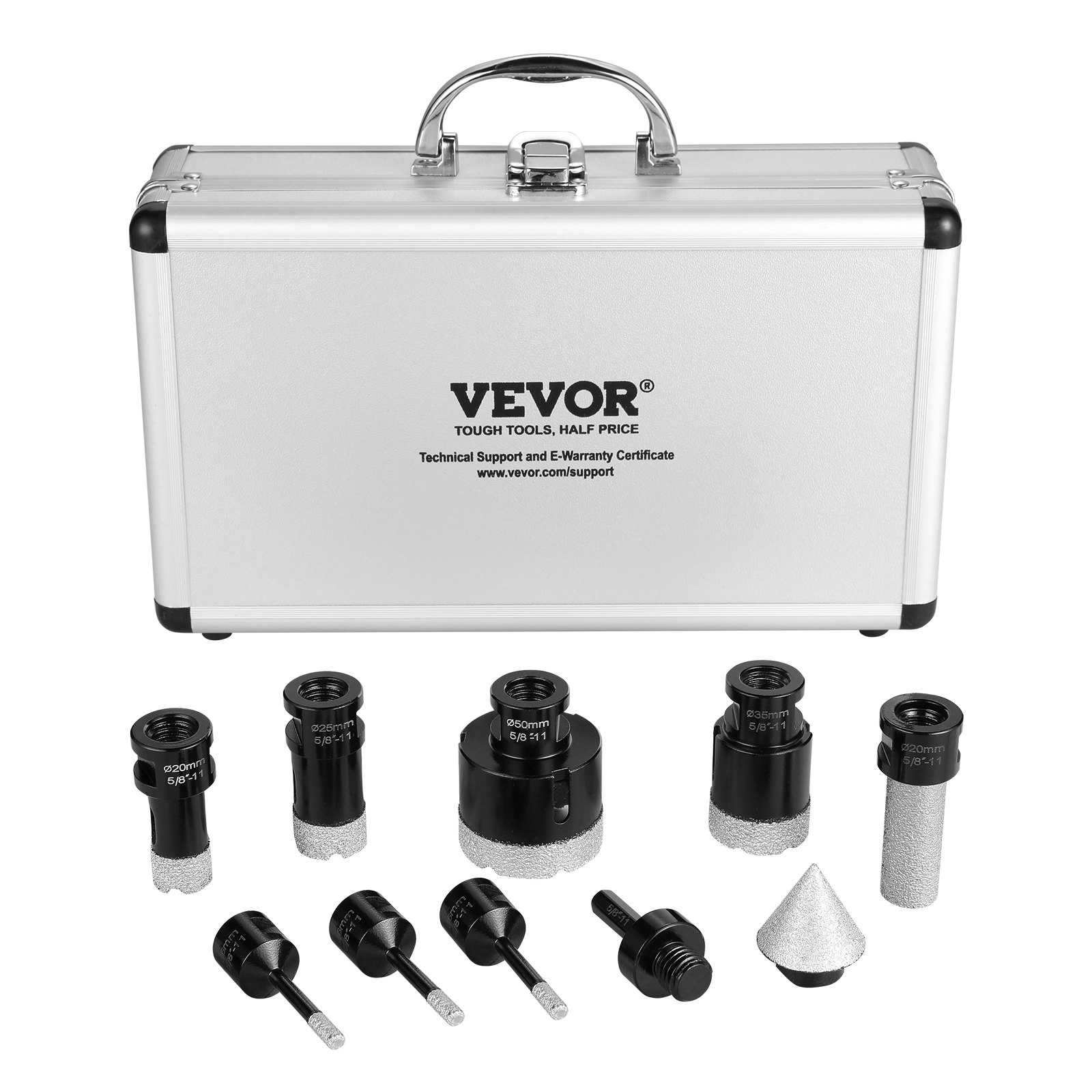 VEVOR Diamond Core Drill Bit Set, 7 PCS 6/6/6/20/25/35/50mm Diamond Hole Saw Kit, with Finger Milling Bit Cone Bit Saw Blade and  Storage Case for Dry and Wet, Diamond Drill Bits for Tile Ceramic
