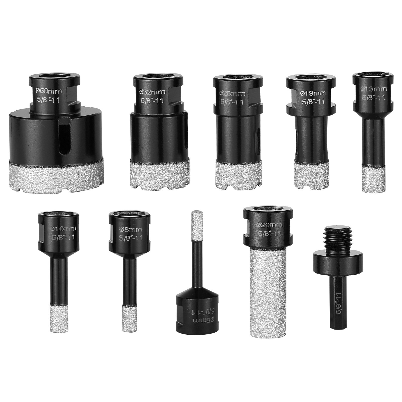 VEVOR Diamond Core Drill Bit Set, 8 PCS 6/8/10/13/19/25/32/50mm Diamond Hole Saw Kit, with Finger Milling Bit Saw Blade and Storage Case for Dry and Wet, Diamond Drill Bits for Tile Ceramic