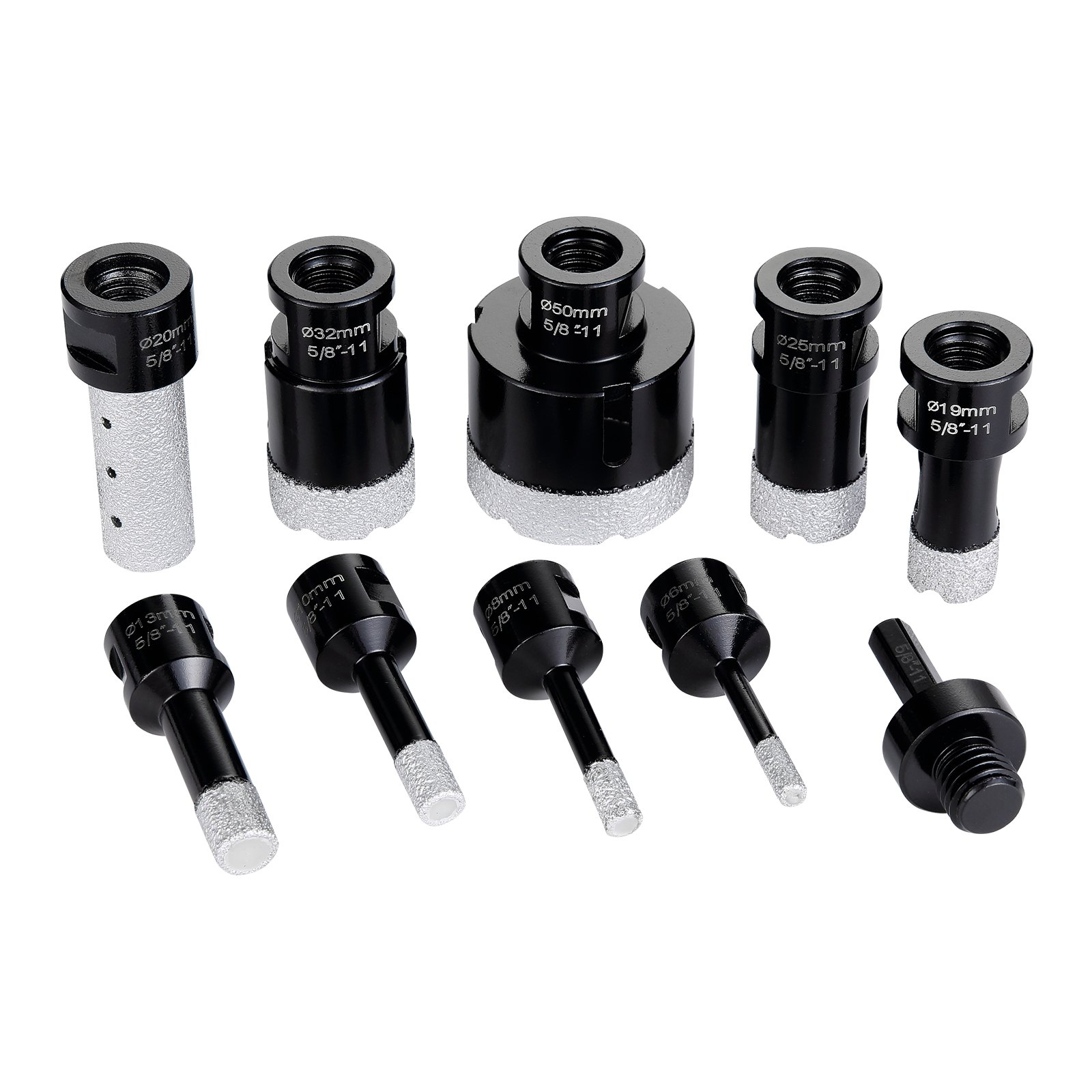 VEVOR Diamond Core Drill Bit Set, 8 PCS 6/8/10/13/19/25/32/50mm Diamond Hole Saw Kit, with Finger Milling Bit Saw Blade and Storage Case for Dry and Wet, Diamond Drill Bits for Tile Ceramic