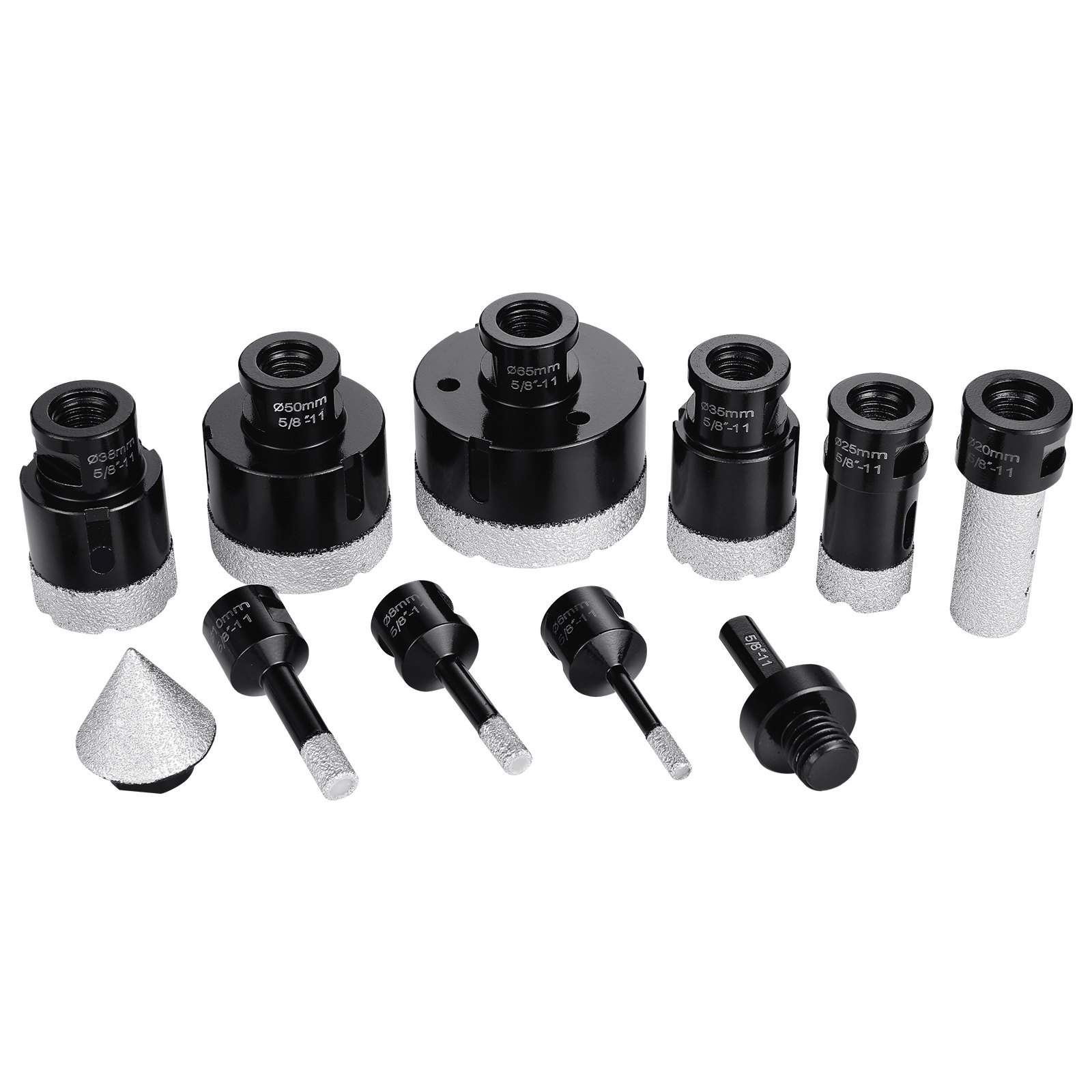 VEVOR Diamond Core Drill Bit Set, 8 PCS 6/8/10/25/35/38/50/65mm Diamond Hole Saw Kit, with Finger Milling Bit Cone Bit Saw Blade and Storage Case for Dry and Wet, Diamond Drill Bits for Tile Ceramic