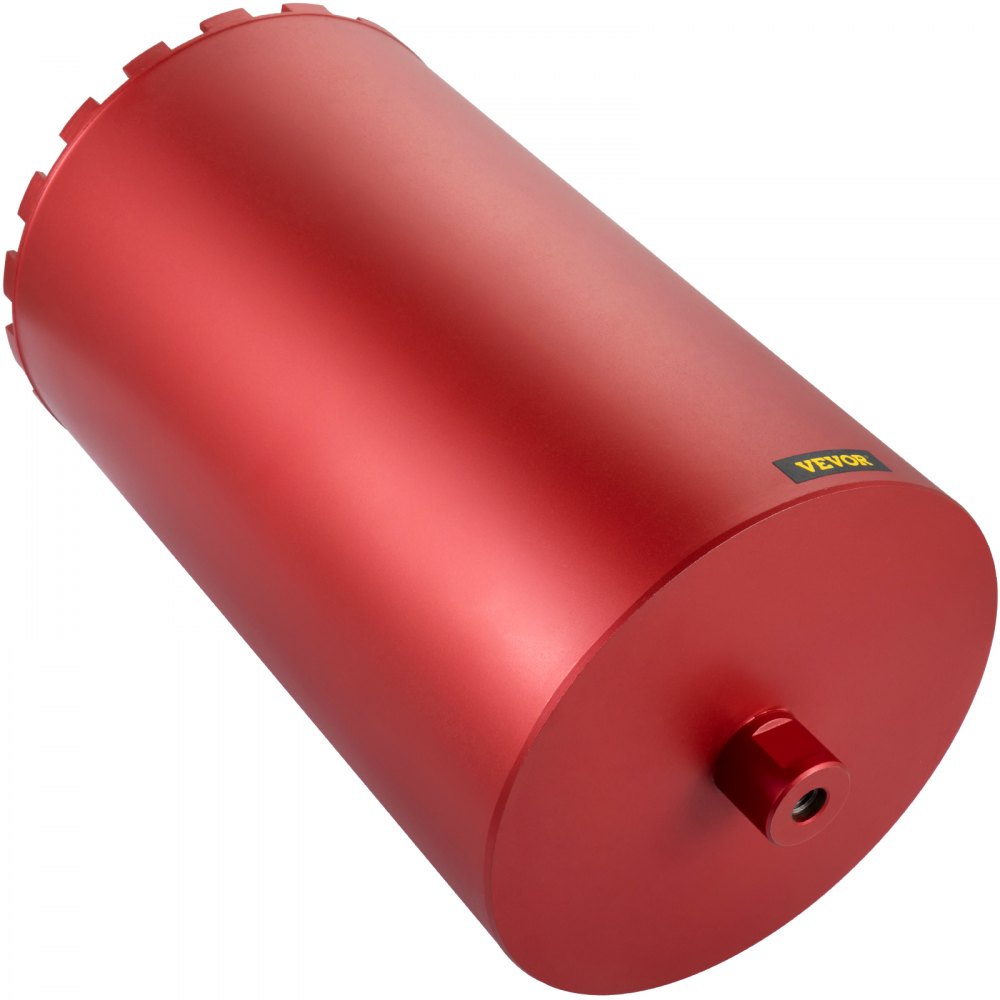 red VEVOR diamond core drill bit with logo, tilted for side view.