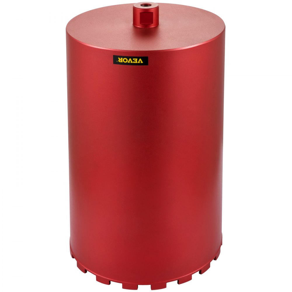 red cylindrical VEVOR diamond core drill bit with notched edge and central connector.