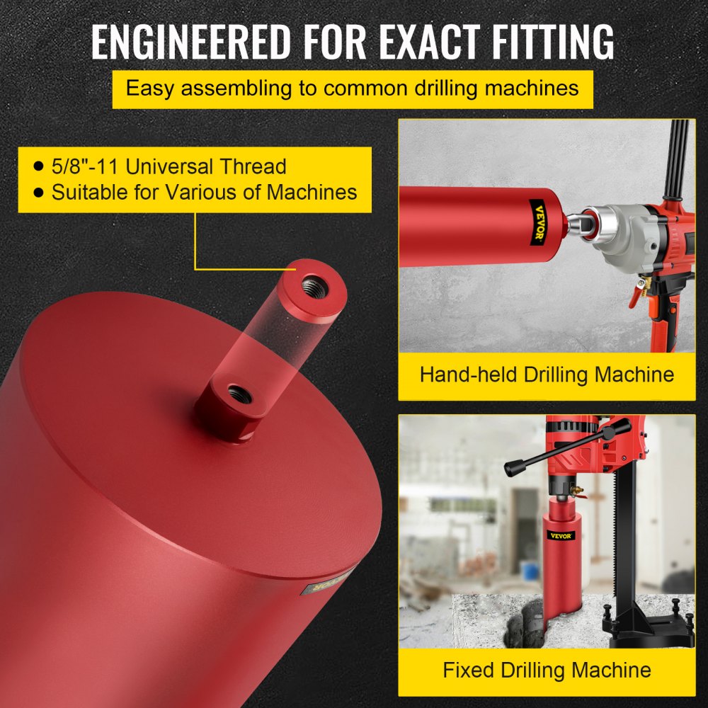 VEVOR Diamond Core Drill, 10"/254mm Diameter Core Drill Bit, 14"/355mm Concrete Core Drill Bit, 5/8"-11 Thread Core Bit, Dry/Wet Drill Core Bits w/a Blade, Diamond Wet Coring Bit For Concrete Brick