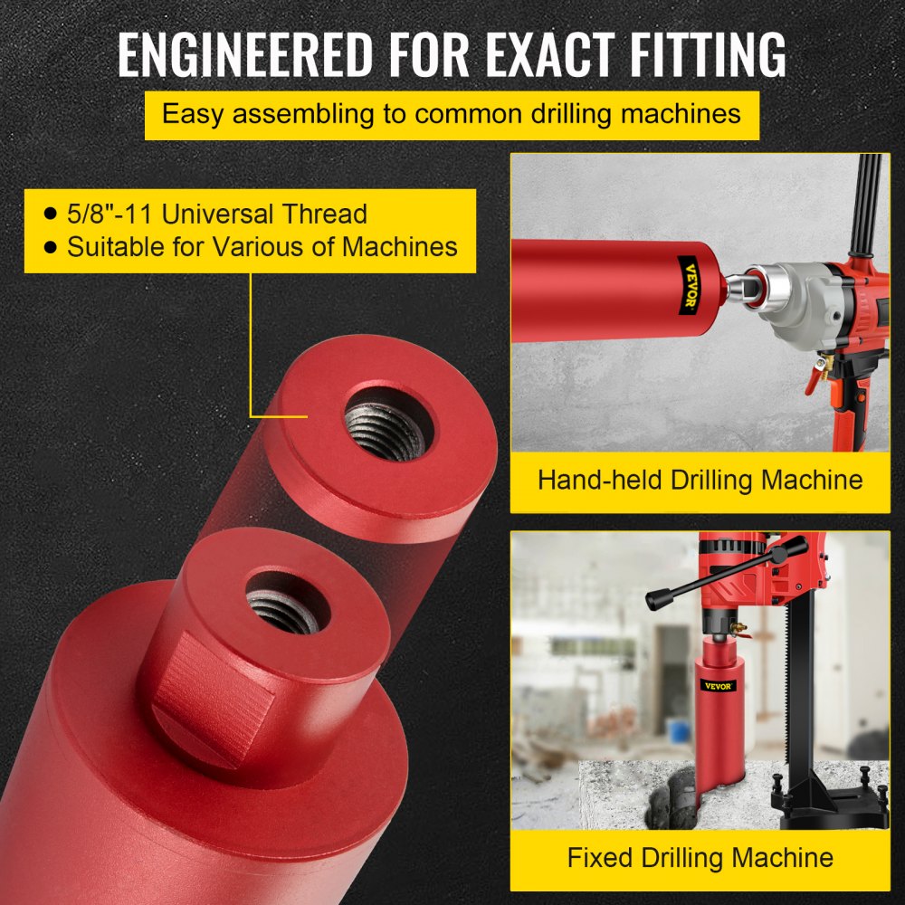 VEVOR Diamond Core Drill, 3"/ 76 mm Diameter Core Drill Bit, 14"/ 355 mm Concrete Core Drill Bit, 5/8"-11 Thread Core Bit, Wet Drill Core Bits w/a Blade, Diamond Wet Coring Bit for Concrete Brick
