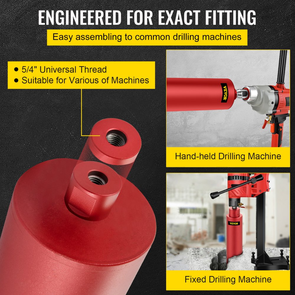 VEVOR Diamond Core Drill, 6"/152mm Diameter Core Drill Bit, 14"/355mm Concrete Core Drill Bit, 5/8"-11 Thread Core Bit, Dry/Wet Drill Core Bits w/ a Blade, Diamond Wet Coring Bit For Concrete Brick