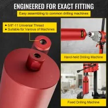 VEVOR Diamond Core Drill, 8\"/203mm Diameter Core Drill Bit, 14\"/355mm Concrete Core Drill Bit, 5/8\"-11 Thread Core Bit, Dry/Wet Drill Core Bits with a Blade, Diamond Wet Coring Bit For Concrete Bri