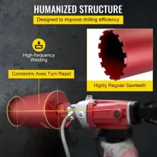 VEVOR Diamond Core Drill, 8"/203mm Diameter Core Drill Bit, 14"/355mm Concrete Core Drill Bit, 5/8"-11 Thread Core Bit, Dry/Wet Drill Core Bits w/a Blade, Diamond Wet Coring Bit For Concrete Brick