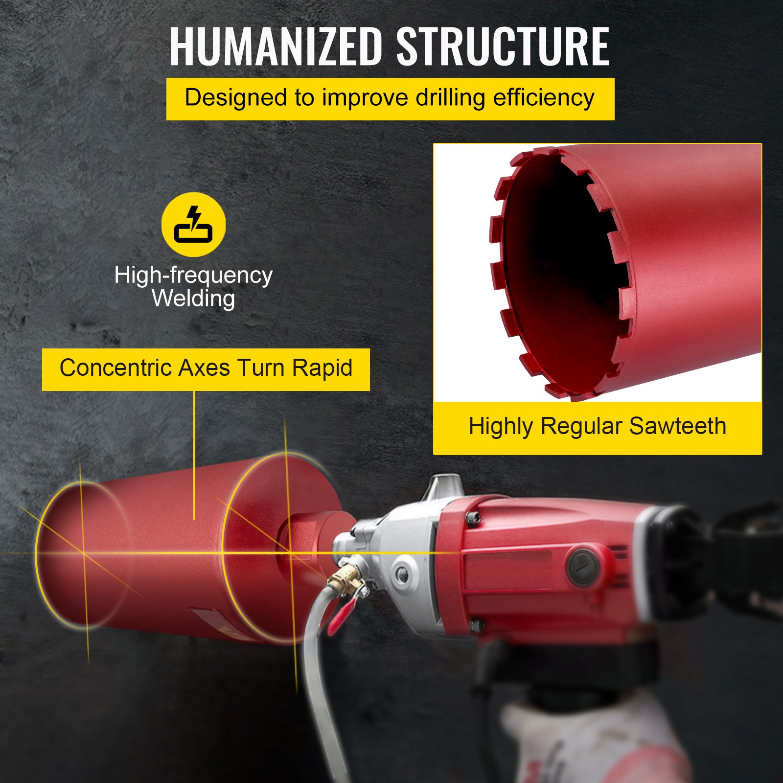 VEVOR Dry Diamond Core Drill 8"/203mm Dia. Hole Cutter for Concrete Masonry