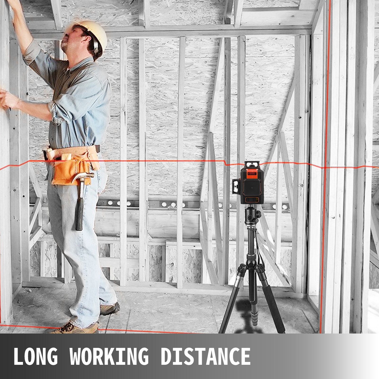 12 Line 360° Rotary Laser Level Red Beam Tripod Automatic Accurate
