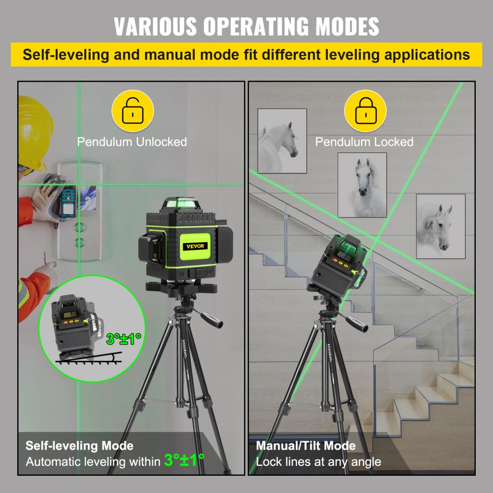 VEVOR 16 Lines Green Laser Level Self Leveling 4x360° Cross Line Self Leveling