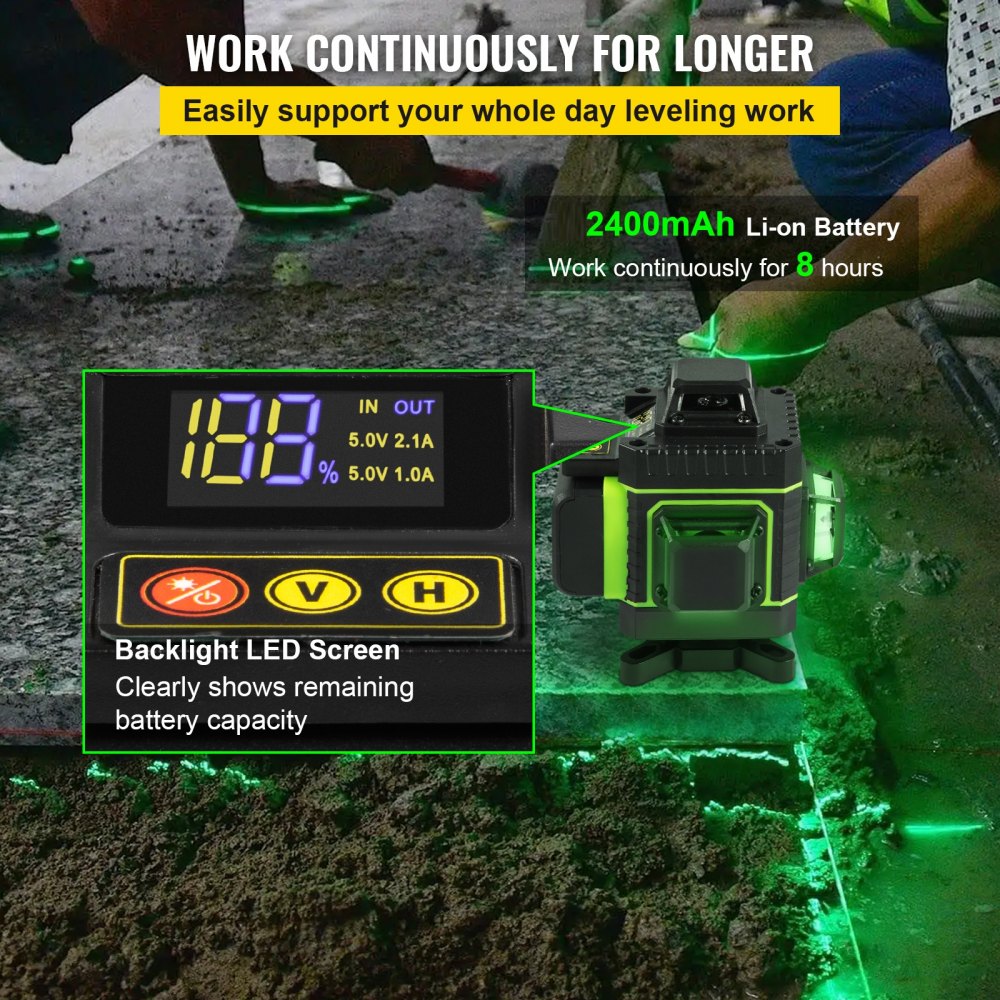 VEVOR 16 Lines Green Laser Level Self Leveling 4x360° Cross Line Self Leveling