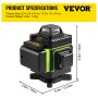 VEVOR 16 Lines Green Laser Level Self Leveling 4x360° Cross Line Self Leveling