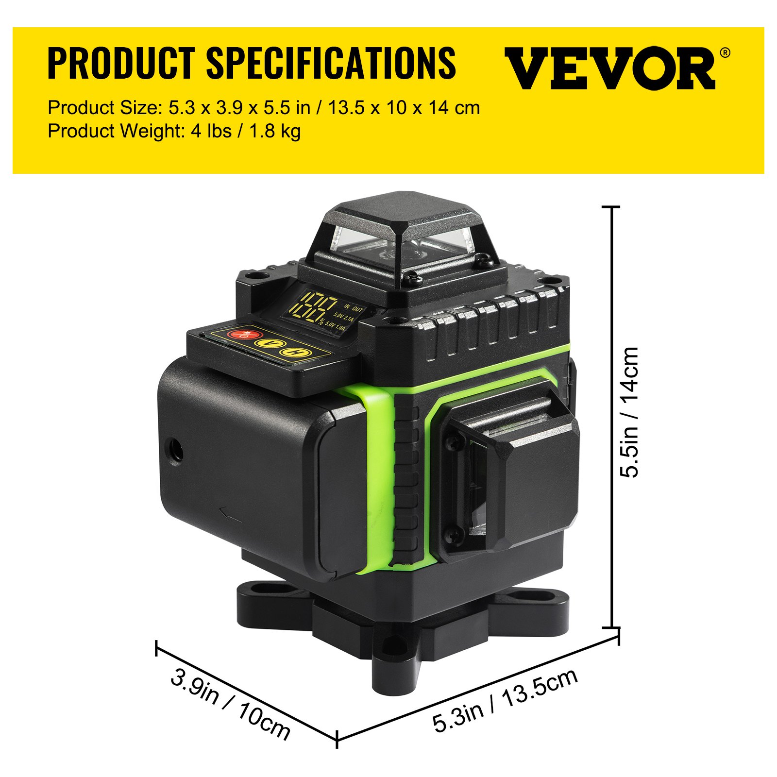 VEVOR 16 Lines Green Laser Level Self Leveling 4x360° Cross Line Self Leveling