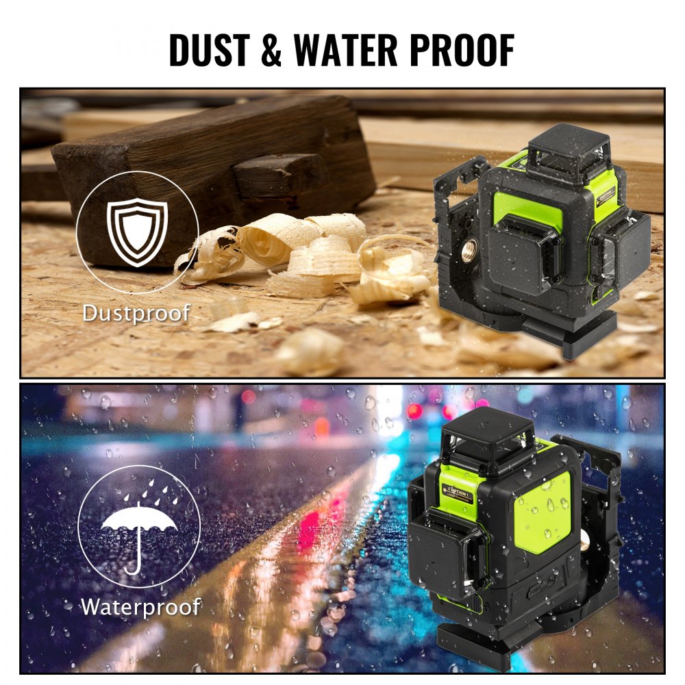Laser Level Green Beam 360° Rotary Automatic IP54 Water-Proof Accurate NEWEST