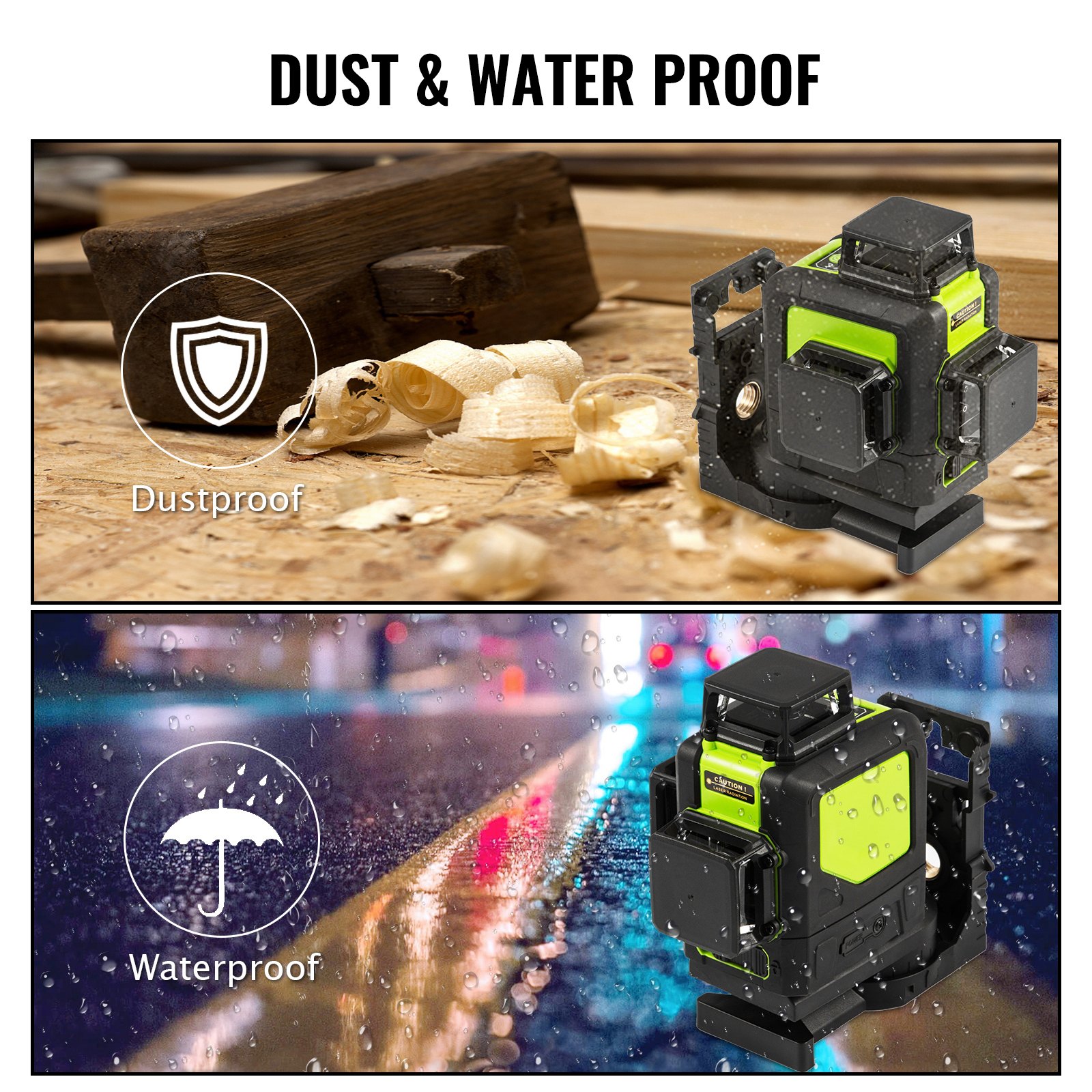 Laser Level Green Beam 360° Rotary Automatic IP54 Water-Proof Accurate NEWEST