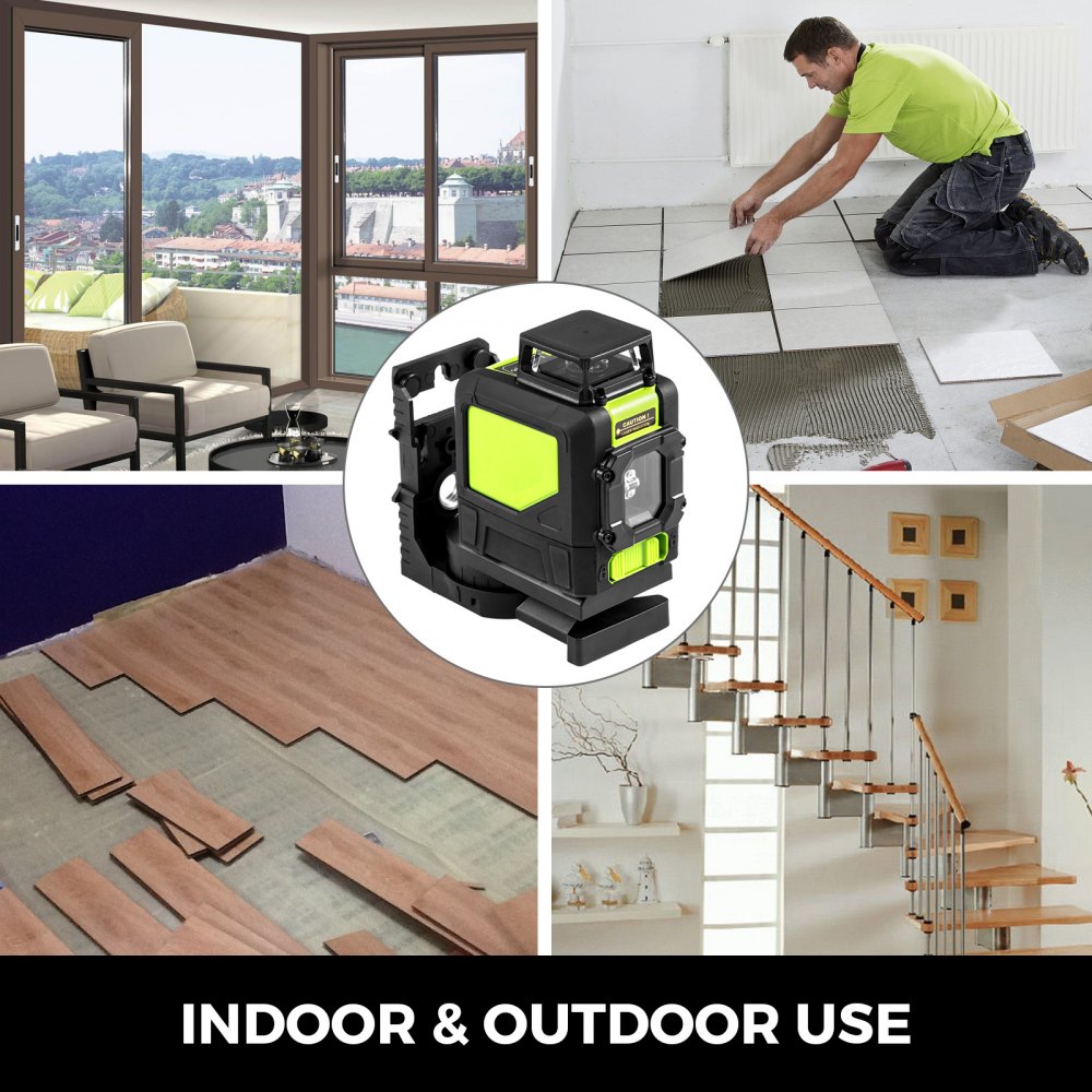 3D 360° Rotary 5 Line Laser Self Leveling Vertical Horizontal Level Kit Red