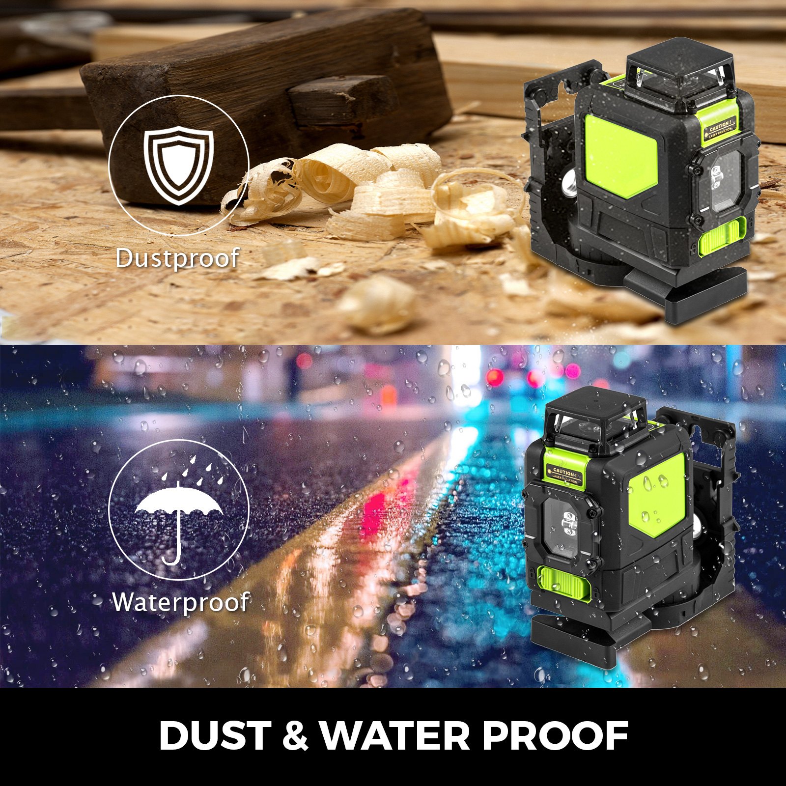 3D 360° Rotary 5 Line Laser Self Leveling Vertical Horizontal Level Kit Red