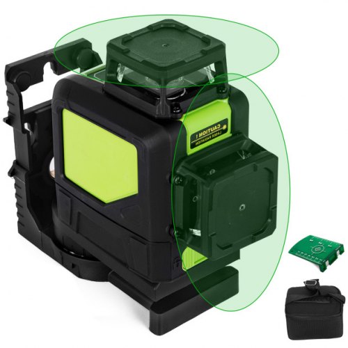 Rotary Laser Level Kit Self-leveling 8 Line Green Beam 98' Range 3d Cross 360°