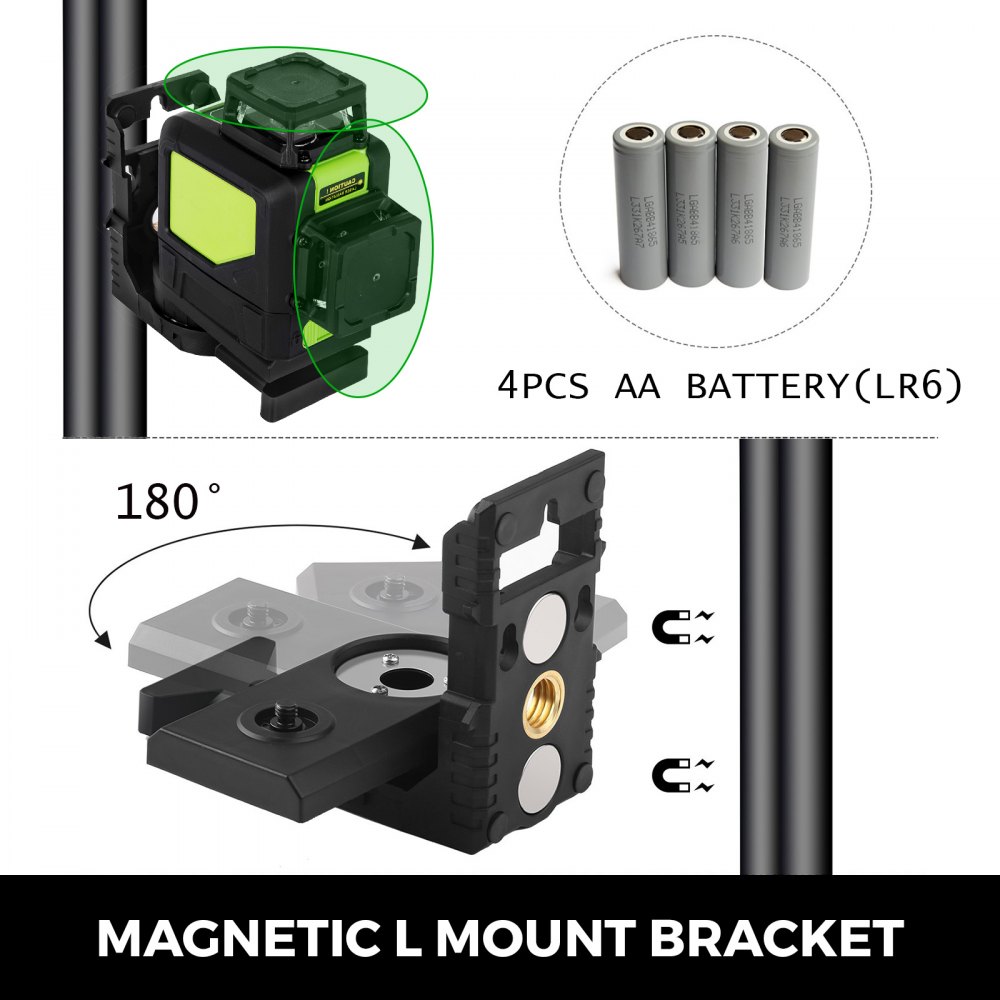 Laser Level Green Beam 360° Rotary Indoor 30M Range Accurate 8 Line