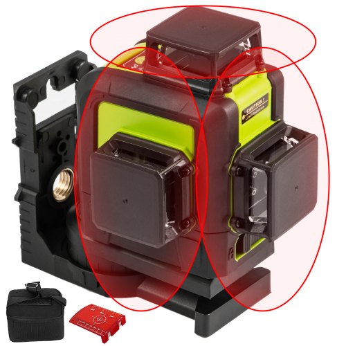 12 Lines Self-Leveling Rotary Laser Level Kit Horizontal & Vertical Cross Red Beams