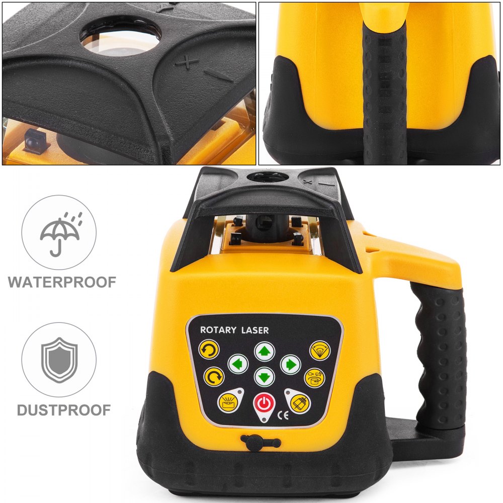 VEVOR Rotary Laser Level Green Beam 500m Range Slope Adjustable 360° Spinning Accurate with Remote Control Receiver Carrying Case