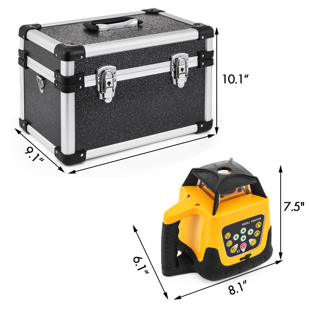 VEVOR Rotary Laser Level Green Beam 500m Range Slope Adjustable 360° Spinning Accurate with Remote Control Receiver Carrying Case