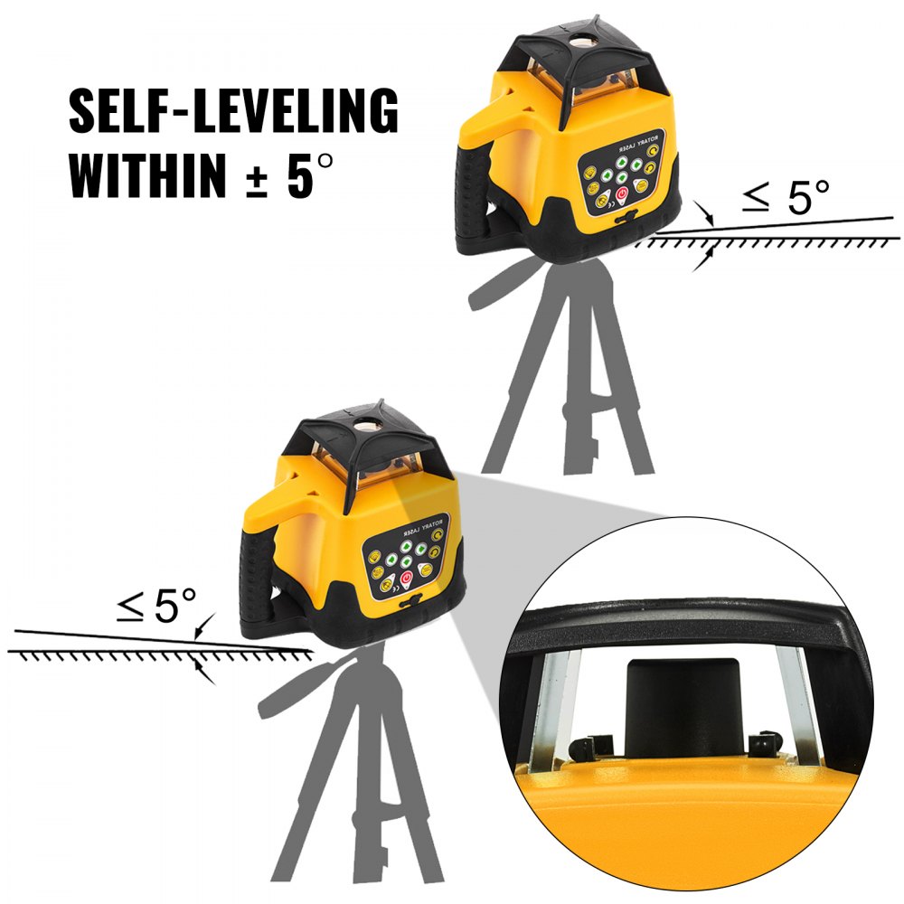 VEVOR Rotary Laser Level Green Beam 500m Range Slope Adjustable 360° Spinning Accurate with Remote Control & Receiver