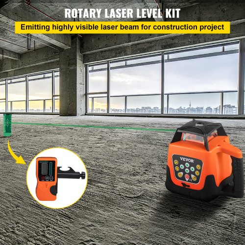 VEVOR Rotary Laser Level Kit, 360 Degree Rotary Scanning, 500M/1640 FT Measuring Range, Self-Leveling Rotary Laser Level System Kit, Carrying Case Included, for Construction Project, Green Beam