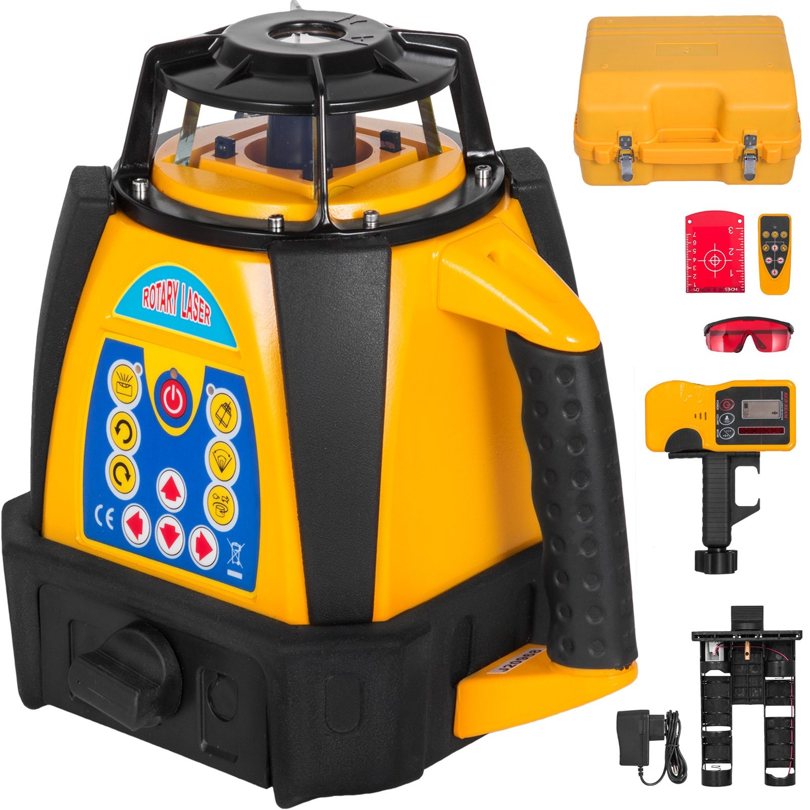 VEVOR Digital Self-Leveling Rotary Laser Kit Red Beam Precise Construction 500M Range with Remote Control & Receiver