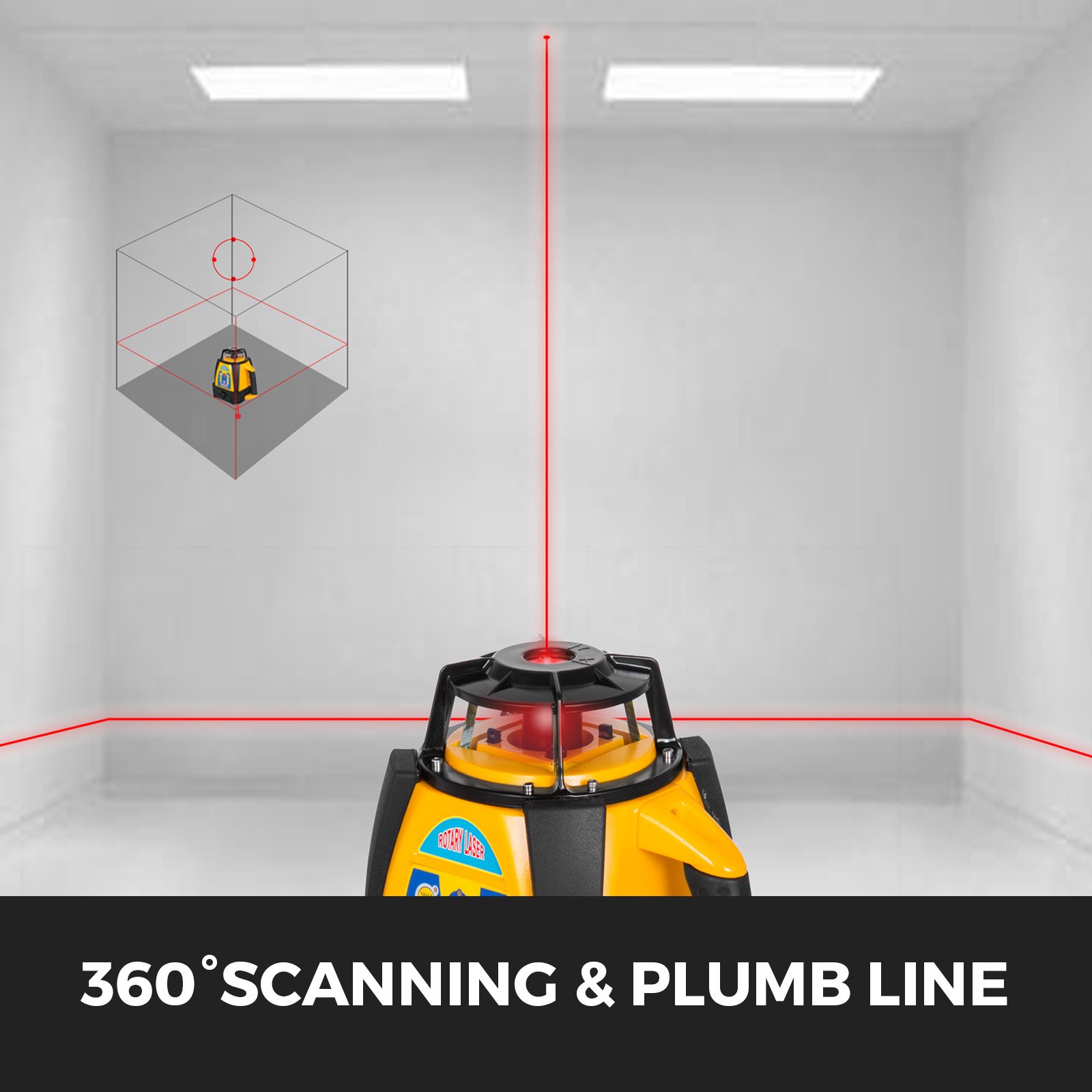 VEVOR Digital Self-Leveling Rotary Laser Kit Red Beam Precise Construction 500M Range with Remote Control & Receiver