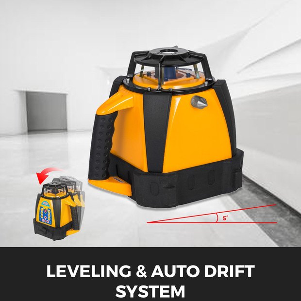 VEVOR Digital Self-Leveling Rotary Laser Kit Red Beam Precise Construction 500M Range with Remote Control & Receiver