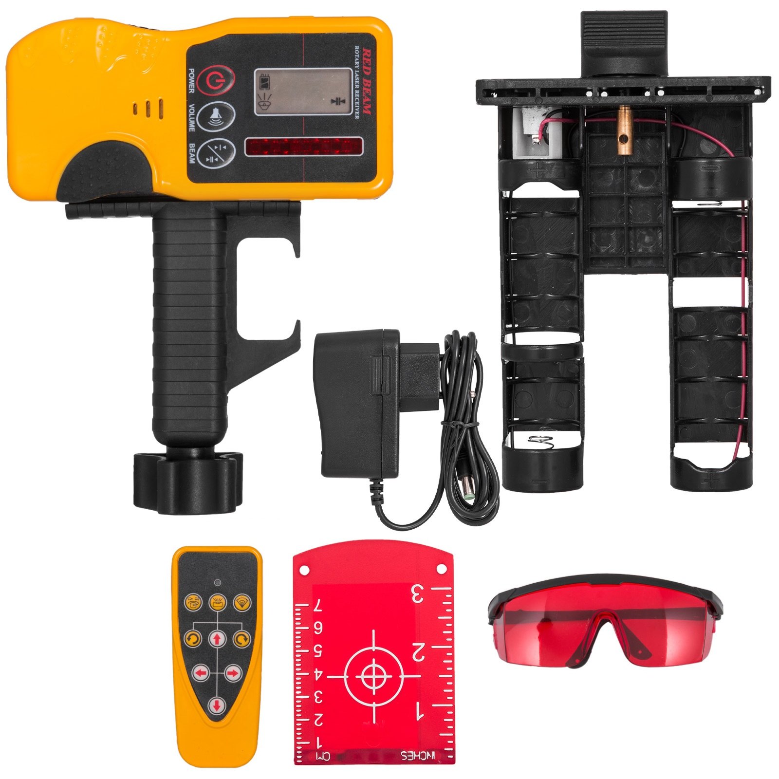 VEVOR Digital Self-Leveling Rotary Laser Kit Red Beam Precise Construction 500M Range with Remote Control & Receiver