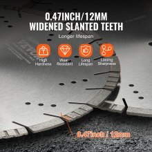 VEVOR Diamond Blade 14inch Concrete Saw Blade Wet or Dry 0.47inch Slanted Teeth